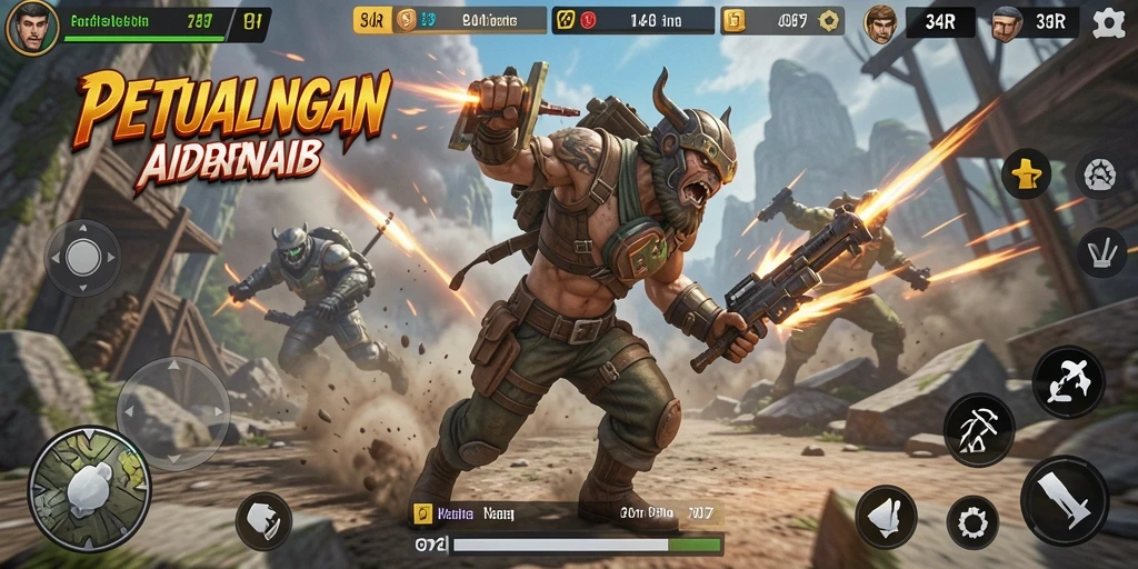 Tampilan aksi intens dalam gameplay 34R yang mendebarkan.