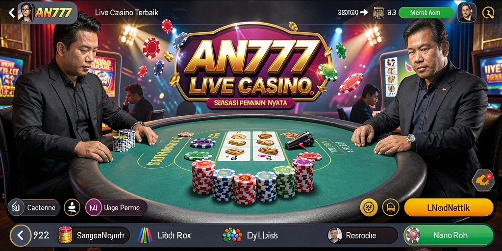 Tampilan gameplay menawan di AN777 dengan dealer langsung yang profesional.