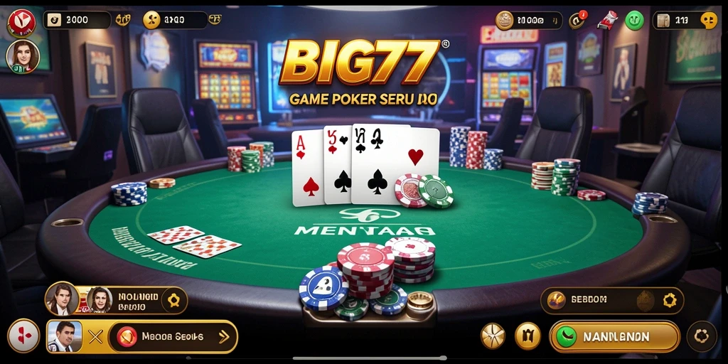 Tampilan seru gameplay Poker di aplikasi BIG77.