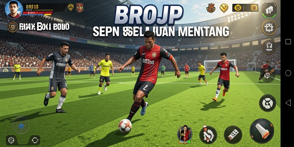 Tangkapan layar BROJP menampilkan aksi seru pertandingan sepak bola.