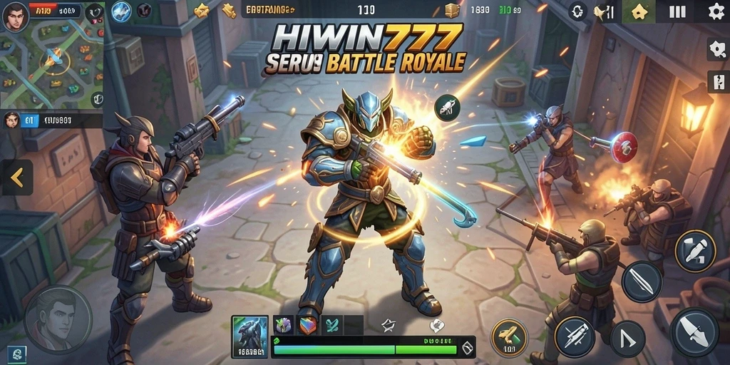 Gameplay seru di HIWIN777, tantangan Battle Royale yang mendebarkan.