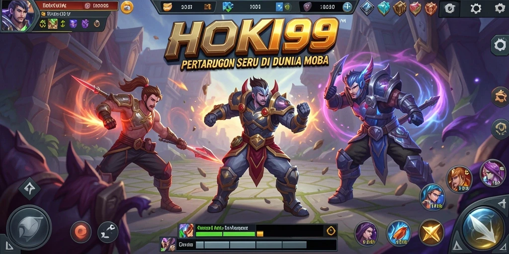 Tampilan utama gameplay HOKI99 dengan suasana pertarungan MOBA yang intens.