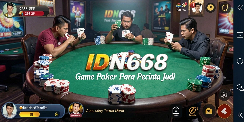 Tampilan gameplay poker yang seru dan menegangkan di IDN668.