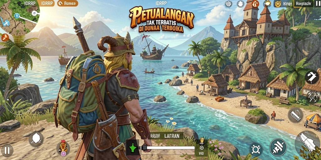 Gameplay IDRRP yang menampilkan dunia terbuka yang luas.