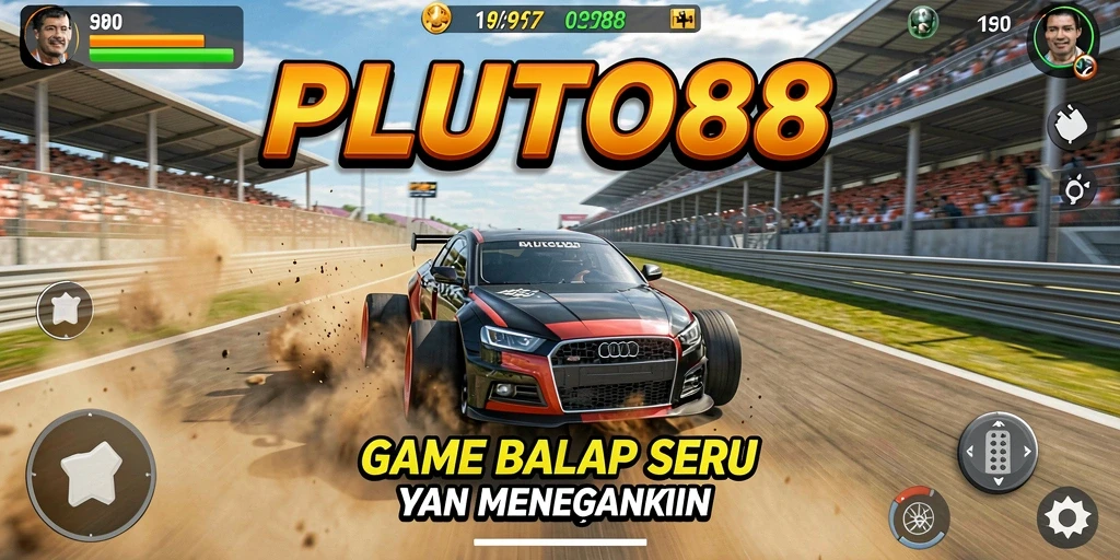 Screenshot menampilkan aksi balap yang mendebarkan di PLUTO88.