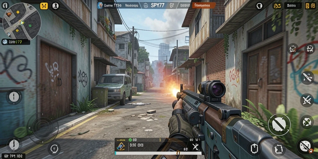 Tangkapan layar gameplay SPY77 menampilkan aksi mendebarkan dan grafis yang menawan.